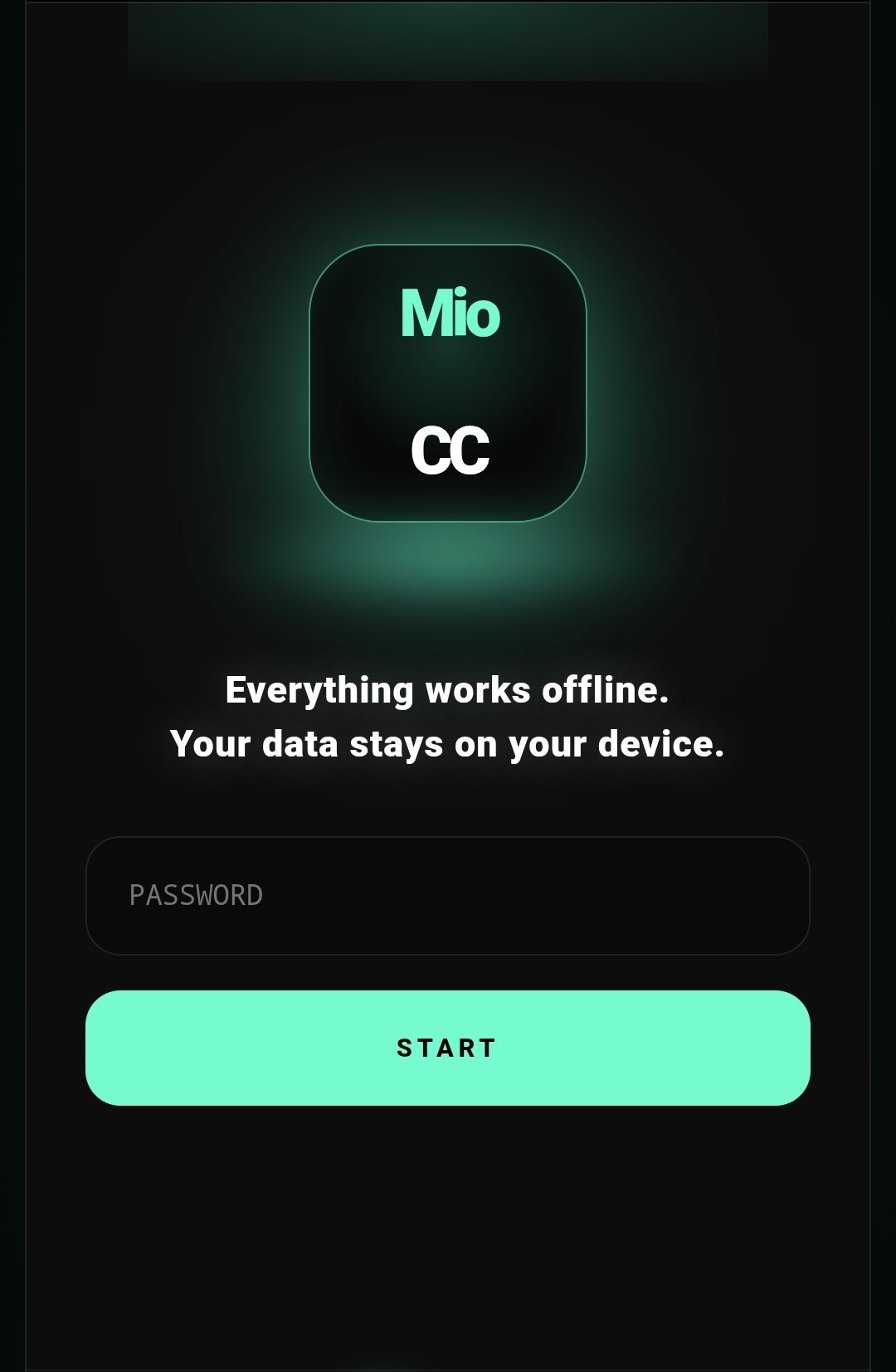 MioCC password screen